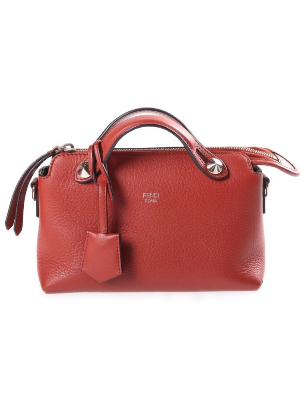 Fendi by the Way Mini Leather Silver 2-Way Shoulder Bag Red